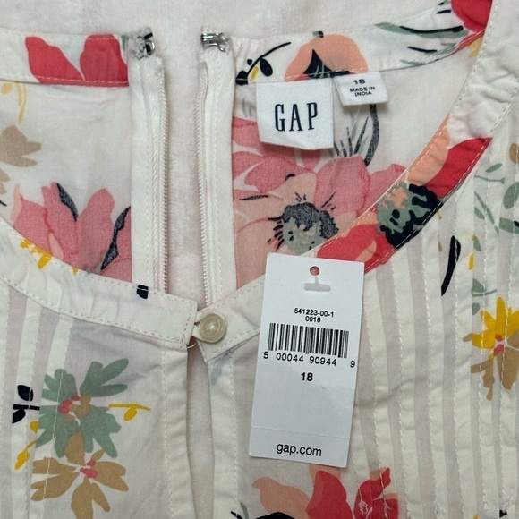 Gap Tiered Midi Dress Floral Skirt Button Front Back Zipper Sleeveless NWT - Picture 4 of 11